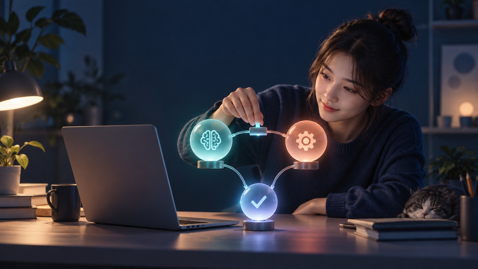 작은 도구와 검증 결과를 연결해 AI Agent를 만드는 개념 일러스트